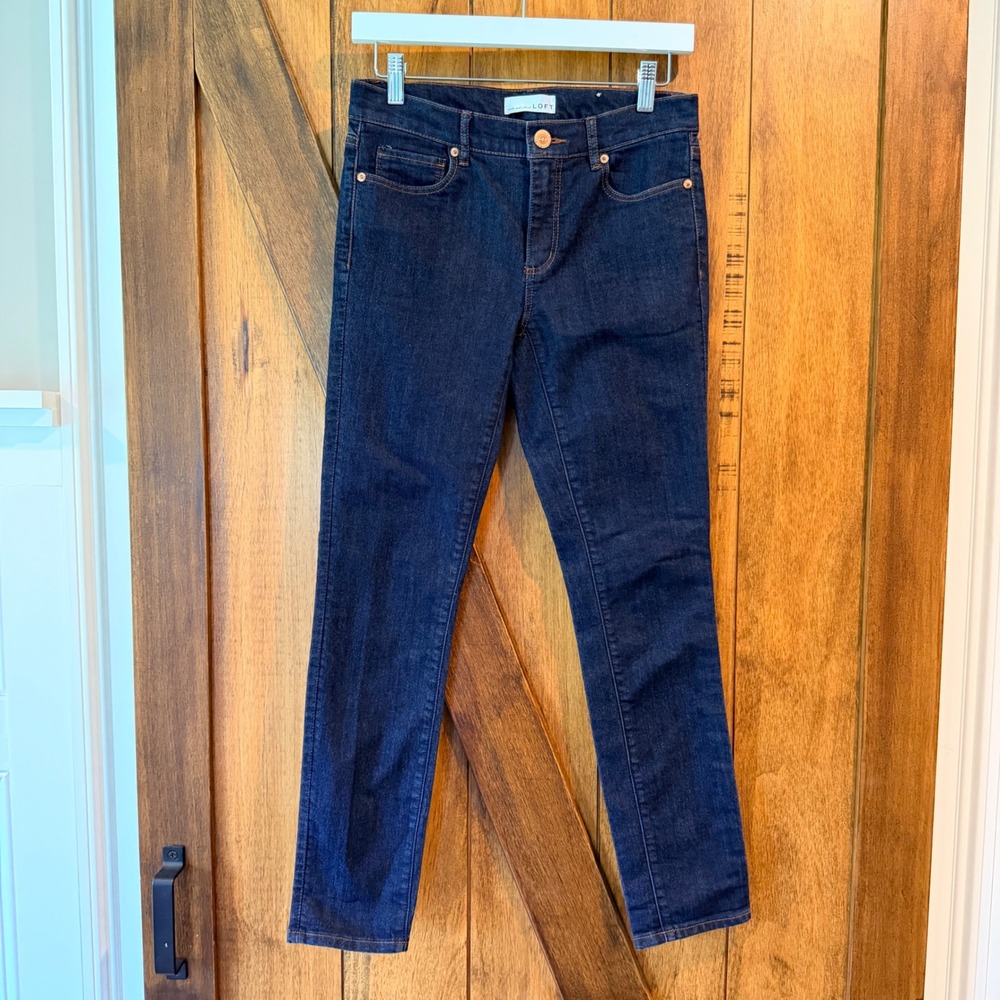 Loft Skinny Jeans Womens 26/2 Made with Love Dark Indigo Blue Denim‎ Slim Pants